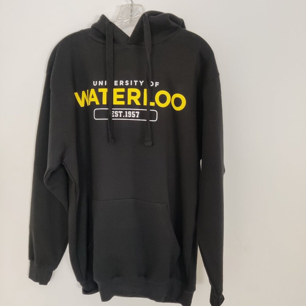 University of Waterloo Hoodie Black Size Large Cotton Casual Gorpcore